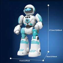 LIPETY Smart Voice Control Robot Toy For Kids,Programmable RC Robot ToyWith Record Voice & Gesture Sensing Control, USB Rechargeable 3-Key Remote,Music, Lights & Recordingfor Toddler For Boys & Girls Ages 3-10Years Old And L Gift ,For Christmas, Birthdays Or Other Holidays - 藍色 - 查看 11
