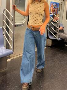 Women Y2K Polka Dot Top Cute Tank Tops Sleeveless Slim Fit Crop Tops Vest Summer Vintage Shirt For Streetwear Casual Going Out Clothes Outfits - Beige - View 6