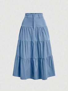 Liuhan Modas Ata-Waisted Skirt In Sordaeminina Color With Pleated Largish Three Maria - Light Blue 2 - View 1