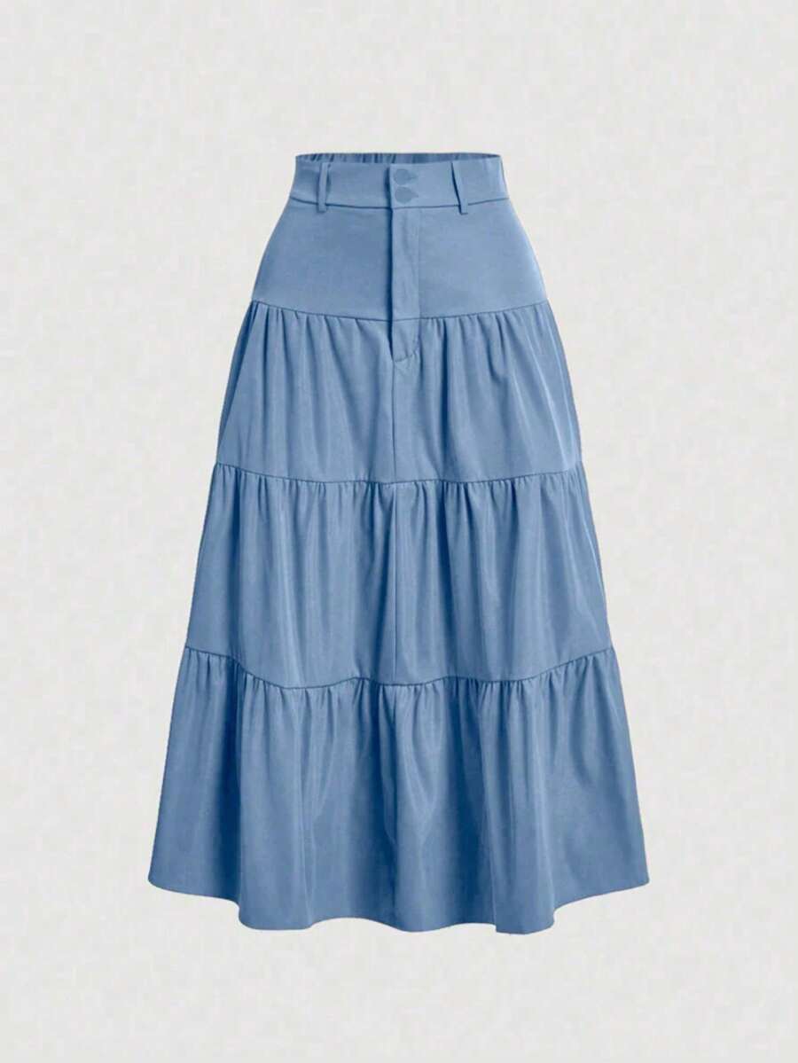 Liuhan Modas Ata-Waisted Skirt In Sordaeminina Color With Pleated Largish Three Maria - Light Blue 2 - View 1