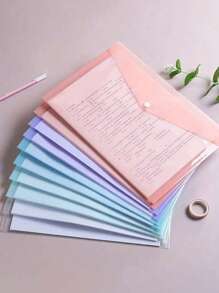 20个装加厚马卡龙文件袋，防水A4文件夹带纽扣，适用于办公用品、学生文件存储、返校礼物、学习用品（颜色随机）