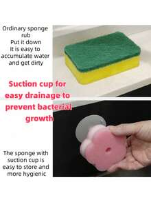 Petal-Shaped Multi-Functional Double-Layer Temperature-Sensitive Scrub Sponge, Effective Stain Removal, Double-Sided Kitchen Sponge - Temperature-Sensitive, Scratch-Resistant Cleaning Pad, Suitable For Tableware. Suitable For Modern Kitchen Sink, Convenient Wall-Mounted Tableware Cleaning