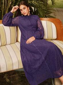 Anewsta Spring Outfits For Women Elegant Long Lace Swing Dress - View 6