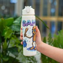 1 szt. 700 ml/23 uncje Wytrzymała i urocza butelka na wodę z nadrukiem w stylu kreskówki Shanhaijing, kubek na wodę do uprawiania sportu na świeżym powietrzu z pokrywką i słomką, szczelna konstrukcja, odpowiednia do biegania, jazdy na rowerze, podróży - idealny prezent na urodziny, Boże Narodzenie, Halloween, Nowy Rok, urocza butelka na wodę, zestaw nawadniający w podróży, z motywem postaci z kreskówek