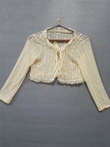 1 pieza Cubre brazos de seda de hielo transparente de verano para mujer, chaqueta corta de punto blanca como cubre para vestido - Multicolor - Ver 9