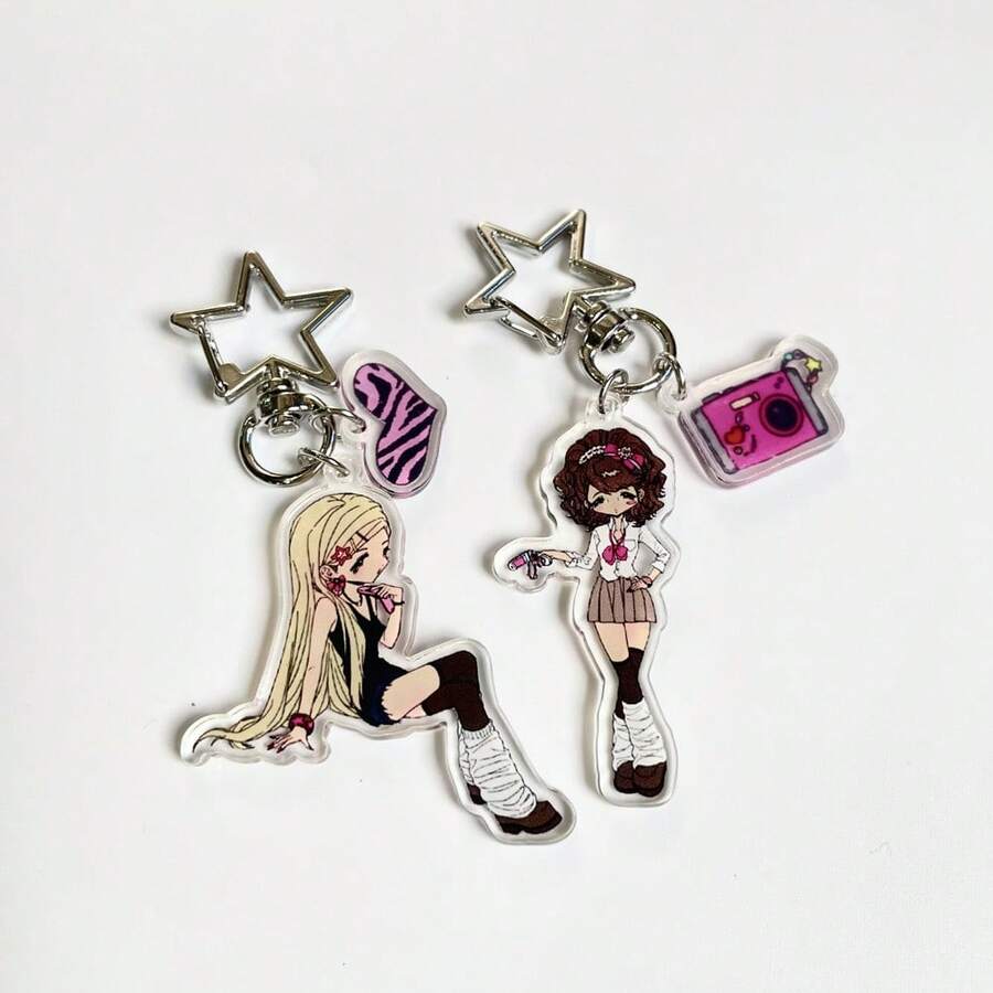 1 件原创豹纹心形吊饰，休闲时尚少女 Y2K 复古校园女孩可爱街头休闲派对亚克力钥匙扣、手机吊饰、学校纪念品礼物、包袋配饰，适合所有季节、公司活动、送给女朋友的礼物，带身份证夹的包袋挂绳，汽车配件包袋吊饰