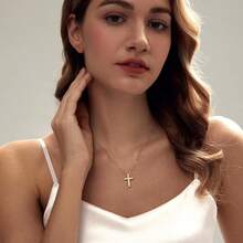 Cross Necklace For Women, Dainty 18K Gold Plated/Sterling Silver Small Cross Pendant Necklace Simple Gold Cross Necklaces For Women  Faith Jewelry Gift2025 - 經典十字金 - 查看 8
