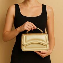 Femina Vega Metallic Metal Bag With Hand Strap And Shoulder Strap - 金光 - 查看 2