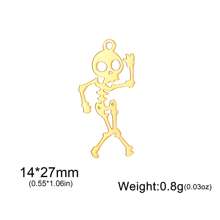 1 pieza Esqueleto bailarín minimalista de acero inoxidable, colgante de araña y murciélago, accesorio creativo con diseño de Halloween adecuado para collar, pulsera, llavero, aretes, accesorios hechos a mano DIY