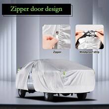 Heavy-Duty Waterproof Truck Car Cover With UV Sun Protection - All-Weather Heavy-Duty Truck Cover With Driver Door Zipper, Fit For Pickup Trucks, SUVs,  - Indoor/Outdoor Use, Adjustable Straps & Secure Fastening - Fits 209-232" Length Trucks (Full Coverage), Outdoor Vehicle Protection, Sleek Vehicle Cover, Durable Vehicle Cover, Reinforced Stitching, Suv Drivers - Silver-590*200*195 - View 5
