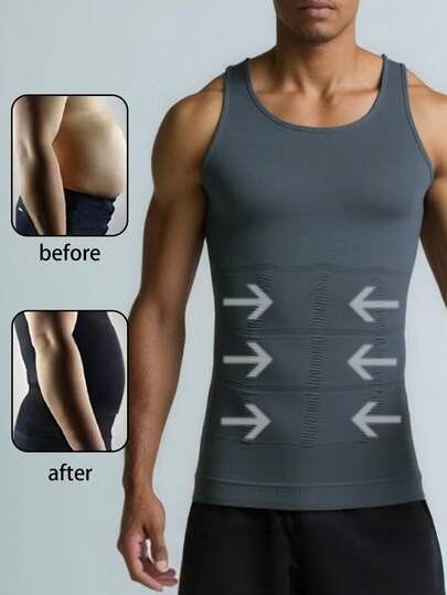 1pc Men's Breathable Sports Compression Shirt, Slimming Abdomen, Suitable For Daily Wear, Sports, Business, And Formal Events