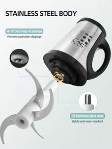 Picadora doméstica LAC actualizada de 3L de capacidad con bloqueo, tazón desmontable de acero inoxidable, 4 cuchillas, doble velocidad, para picar rápidamente carne, condimentos, ajo - Enchufe EU Tipo C(220-240V) - Ver 4