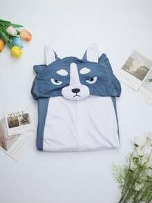 Pijamas de animales para niños y niñas, ropa de casa para niños y niñas, pijamas de una pieza de manga corta para niños estilo animal y ropa de casa. - Gris (Perro) - Ver 3