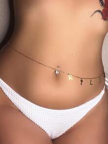 Dây chuyền thắt lưng tên tùy chỉnh, Dây chuyền bụng chữ cái DIY cá nhân hóa, Dây chuyền body bikini độc đáo, Dây chuyền body trang sức nữ tùy chỉnh, Quà tặng cho bạn bè khi đi nghỉ, đi biển, lễ hội âm nhạc, lễ hội hóa trang - Nhiều màu - Xem 4