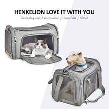 1pc Portable Cat Carrier Bag, Foldable Pet Tote With Breathable Mesh, Suitable For Small Dogs And Cats Cat Carrier Cat Bag - Grey - View 5