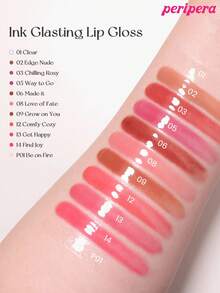 Peripera K-Beauty Ink Glasting Lip Gloss, VEGAN, With Plant Extract Oil,Water Bare Tint, Mirror Watery Lip Gloss, Glass Lip Gloss, Lip-Plumping, Naturally Moisturizing, Lightweight And Moisturizing, Glow-Boosting, Long-Lasting, Comfortable, Non-Sticky, Mask Friendly, No White Film, K-Beauty, Korean Makeup