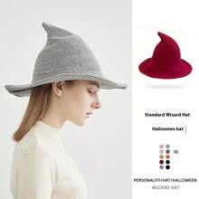 全新高品质万圣节帽子 - 常规巫师帽 - 可折叠针织帽 - 尖头女巫帽 - 角色扮演帽 - 摄影道具 - 亲子互动 - 派对礼物 - 完美礼物