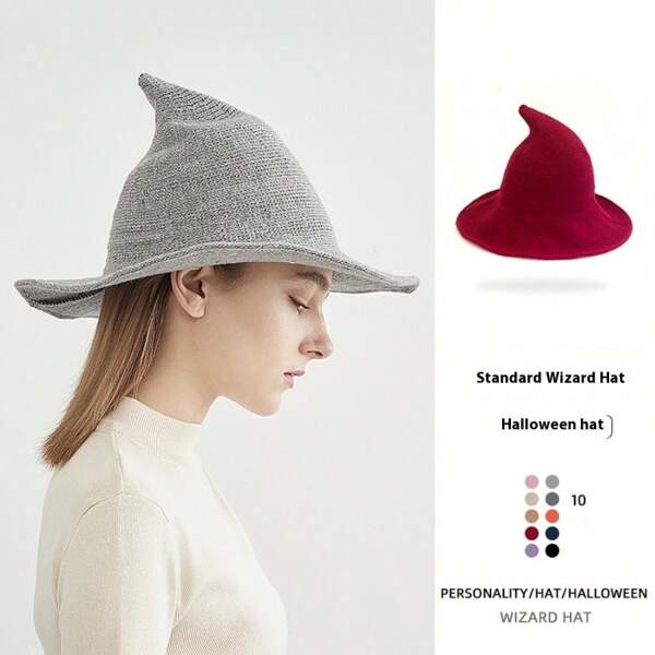 全新高品质万圣节帽子 - 常规巫师帽 - 可折叠针织帽 - 尖头女巫帽 - 角色扮演帽 - 摄影道具 - 亲子互动 - 派对礼物 - 完美礼物