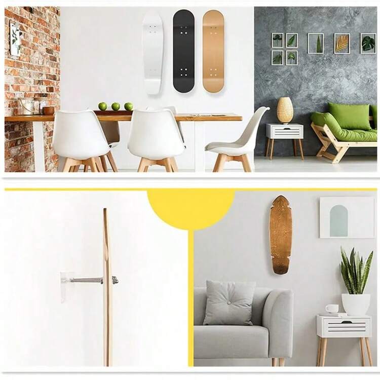 Skateboard Deck Display Wall Mount Hanger Rack Longboard Hanging Holder - Clear - View 2