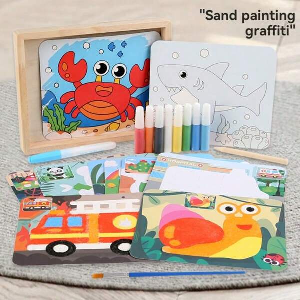 Set de pintura de arena colorida y graffiti, manualidad DIY adecuada para niños y niñas, que fomenta la imaginación y la estética, apropiada como regalo para Navidad, Pascua, San Valentín, Año Nuevo, graduación, vuelta al colegio, Halloween, Acción de Gracias y cumpleaños o como recuerdo de fiesta