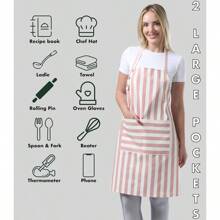 Kitchen Apron Waterdrop Resistant Cotton Apron With Adjustable Aprons For Women With Pockets Cooking Apron Chef Apron For Men (1, Powder Pink)