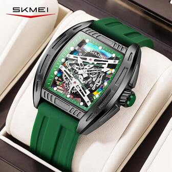 SKMEI Men's Casual Quartz Watch, Barrel-Shaped Dial