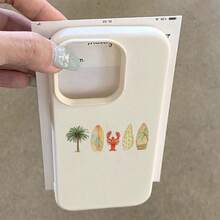 1 pieza Funda de teléfono de material TPU con estilo de vacaciones, patrón de árbol de coco y langosta, color blanco, adecuada para teléfonos Applnmi, primavera - Blanco - Ver 4