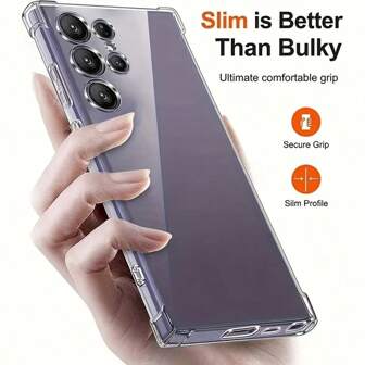 1PC Shockproof Clear Case For Sam Sung Galaxy S25, S25 Plus, S25 Ultra, S24, S23, S22, S21, S20, S10, S24 FE, S23 FE, S21 FE Back Cover Waterproof Anti-Fall Scratch Resistant