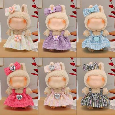 Ropa de muñeca de 6.69 pulgadas, se ajusta a 2 conjuntos - Vestido con lazo, se ajusta a muñecas de 6.69 pulgadas, accesorios lindos para jugar y exhibir (zapatos y muñeca no incluidos)