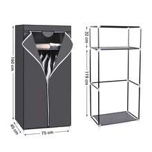 SONGMICS Guardaroba in TNT, Armadio con Copertura e Barra Appendiabiti, Organizzatore per Borse Giocattoli Scarpe, in Camera da Letto e Soggiorno, 75 x 45 x 160 cm, grigio - Grigio - Visualizzare 6