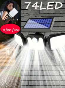 1 件/2 件 74 LED 太阳能户外花园灯，户外阳光照明灯具，带 3 个头，可进行全方位照明，夜灯，庭院、车库、房车露营、门廊、小路和花园的安全照明，适用于圣诞节、万圣节节日照明 - 三頭壁燈-連體 - 查看 12