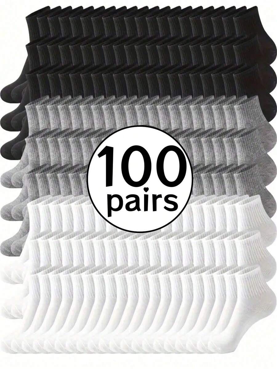 100/90/60/50/30/20/15/10/6/5/3/1 Pairs[Sports Enthusiast Essential]Classic Black, White, Grey Men's Crew Leg Warmers, Comfortable Casual Everyday Wear, Suitable For Leisure, Home, Outdoor Sports, Unisex Soft Mid-Calf Leg Warmers, Ideal For Daily Life, Winter Sock Set - Comfortable Soft Winter Leg Warmers Christmas Gift For Dad, Unisex, Suitable For Cold Weather, Long Leg Warmers, Winter Leg Warmers, Suitable For All Year Round | Multiple Colors Available - Multicolor - View 1