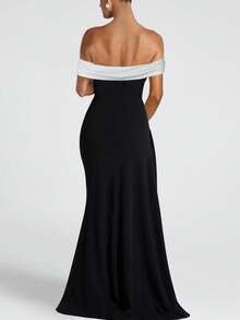Women Solid Side Slit Off Shoulder Skinny Long Dress Bodycon Elegant Sexy Party Dress Evening Clothes