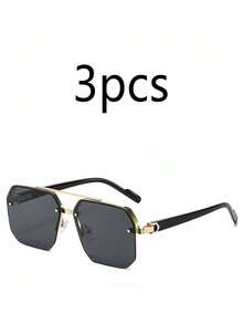 3副男女通用金属时尚眼镜，半框双梁休闲时尚眼镜，适合夏季防晒、海滩度假、户外运动、聚会、驾驶、钓鱼、骑行、购物和摄影 - 彩色 - 查看 21