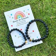 Pulseras de vuelta a la escuela para madre e hija, juego de pulseras a juego con forma de corazón "mamá e hija", regalos para el primer día de escuela