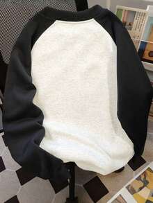 1 件女孩街头卡通闪电印花插肩袖卫衣，柔软舒适，春秋日常休闲装