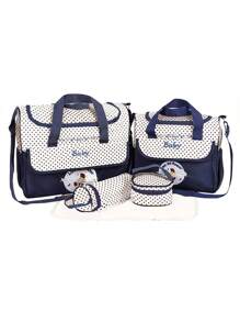 Set di 5 borse da mamma ricamate con motivo orsetto alla moda, in grado di contenere molto, borsa a tracolla multifunzione per mamma e bambino, borsa fasciatoio