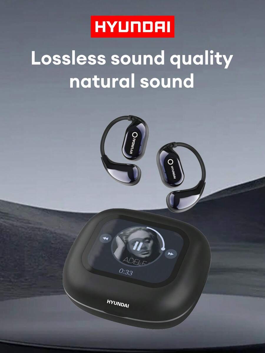 HYUNDAI Q18PRO AI Wireless Earbuds, High-Fidelity Stereo Sound, Directional Transmission, ENC Smart Noise Cancellation, Sensitive Microphone, Voice Call, Music, Gaming, Movie, Low Latency, Long Battery Life, Display, Multi-Function, Ear-Hook Wireless Earphones - Black - View 1