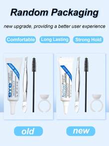 4 件套睫毛延长胶水套装，适用于单根簇状睫毛，带镊子刷睫毛杯 DIY 配件透明白色防水粘合剂化妆品工具睫毛胶，睫毛胶