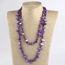 A Bohemian Colored Beaded Double-Layer Necklace Retro Light Luxury Vacation Necklace Can Be Worn - Màu tím - Xem 8