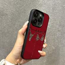 1 pieza Funda de teléfono con estampado de leopardo negro y rojo de material TPU compatible con iPhone/compatible con smartphones Redmi, versión internacional, no la versión nacional - Negro - Ver 4