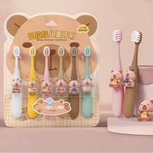 8pcs Animal Pattern Kids Toothbrush, Soft Bristles For Gum Protection, Suitable For Infants And Toddlers, Interchangeable Animal Head Decorations
