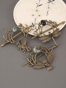 1pc Dragonfly, Owl, Bohemian Totem Vintage Zinc Alloy Hair Clip, All Seasons, Bun Extension, Hair Bun Maker, Bun Hair Piece, Hair Styling Pins, Pins For Hair, Bobby Pins, Hair Accessories, Head Accessories - Multicolor - View 8