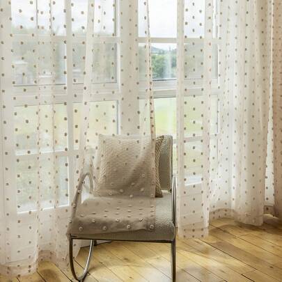 1 pezzo Tenda in velluto jacquard semi-trasparente in stile bohémien, con passante per asta, adatta per soggiorno, camera da letto, balcone, cucina, decorazione tende