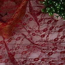 黑色蕾丝面料按米计价适用于服装窗帘婚纱缝纫纯色牡丹花朵图案柔软布料抗皱垂坠 - 多色 - 查看 22