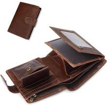 Lukovee Billetera para Hombre Piel, Cartera para Hombre RFID Bloqueo Antirrobo Tarjetero de Cartera Cuero Minimalista, Billetera Hombre Carteras para Caballero Plegable para Hombre Regalo - Negro (Nuevo) - Ver 1