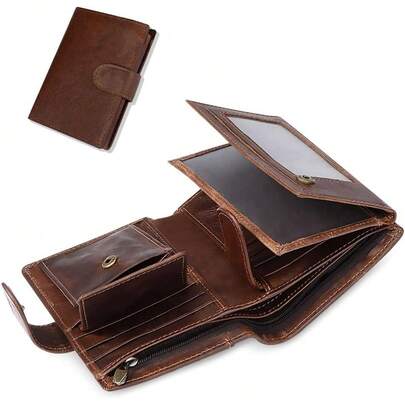 Lukovee Billetera para Hombre Piel, Cartera para Hombre RFID Bloqueo Antirrobo Tarjetero de Cartera Cuero Minimalista, Billetera Hombre Carteras para Caballero Plegable para Hombre Regalo