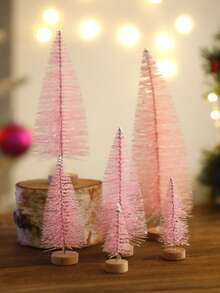 1棵/6棵圣诞粉色迷你松树，人造树，带木质底座，节日桌面装饰，理想的圣诞节中心摆件，非常适合节日家居装饰和派对装饰，圣诞节送礼佳品，圣诞装饰，房间装饰，冬季圣诞装饰，家居圣诞礼物，圣诞装饰 - 彩色 - 查看 11