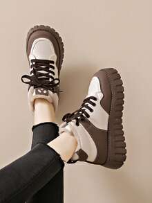 女士厚底保暖内衬休闲雪地靴，适合冬季 - 棕色 - 查看 10