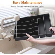 Fast Delivery Lifewit Silverware Organizer With Lid, Covered Utensil Tray Kitchen Drawer And Countertop, Plastic Cutlery And Flatware Storage Box Spoons Forks Knives Holder, 6 Compartments, Black Quality Assurance 9GUQ - màu đen - Xem 10